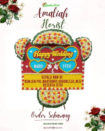Karangan Papan Bunga Pernikahan di Sading
